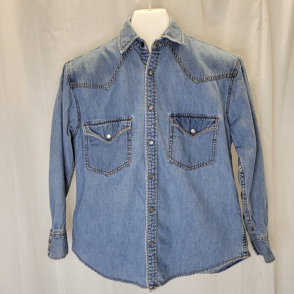 Premier Sport Western Style Denim Shirt w/ Pearl Snaps, XS